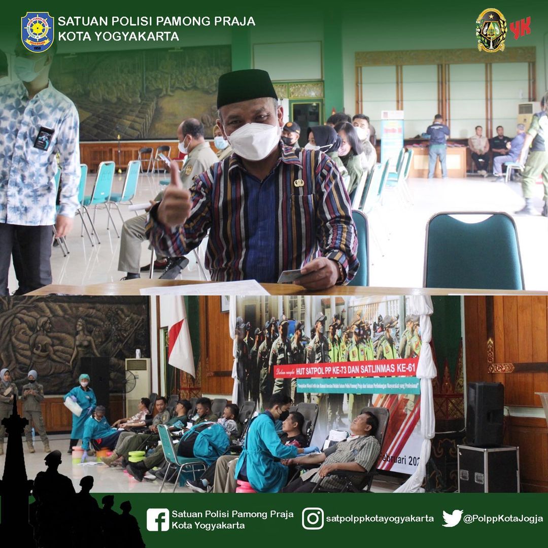 Satpol PP Kota Yogyakarta Menyelenggarakan Donor Darah Dalam Rangka Acara Memeriahkan HUT Pol PP ke-73 dan Linmas ke-61