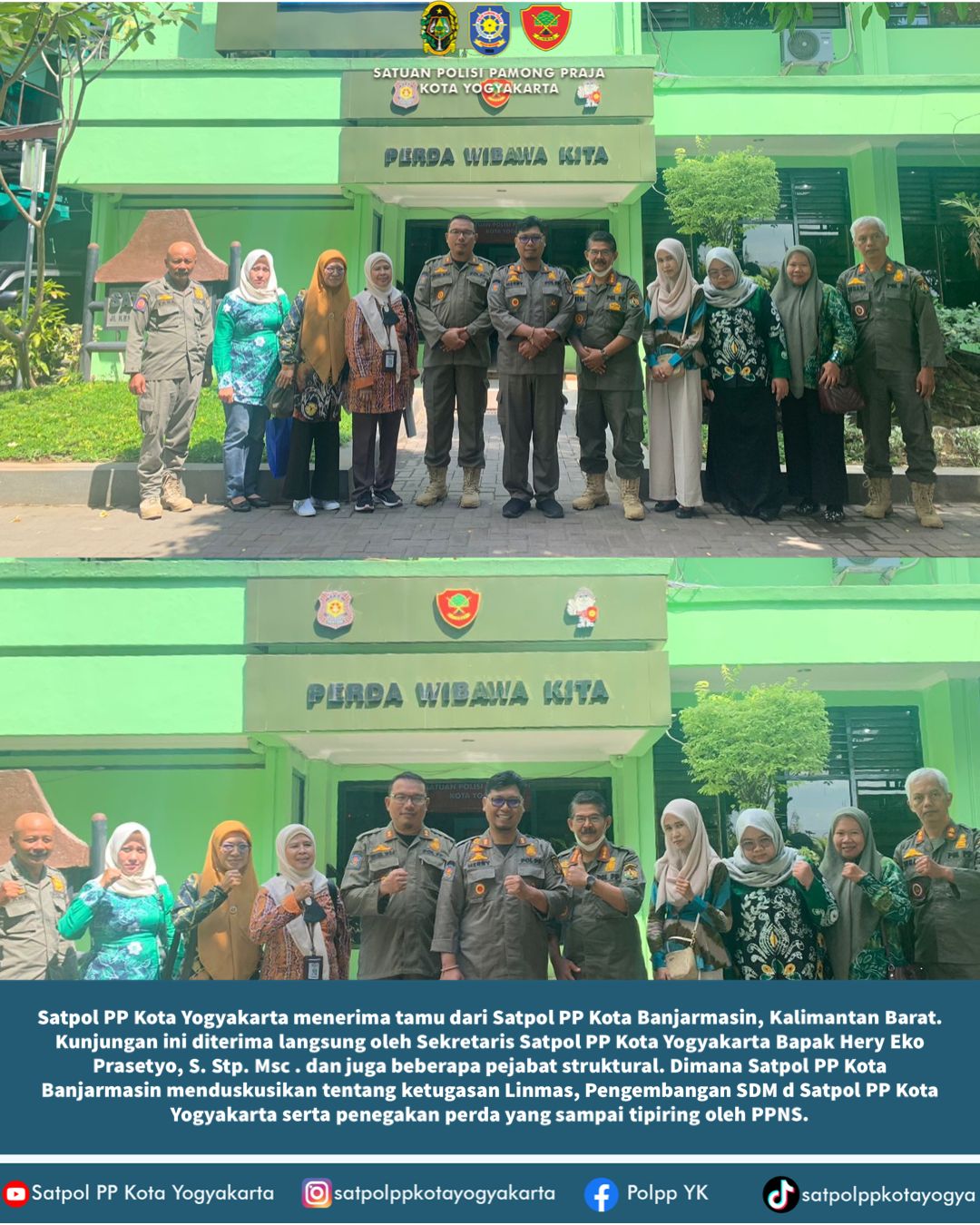 Satpol PP Kota Yogyakarta menerima tamu dari Satpol PP Kota Banjarmasin, Kalimantan Barat