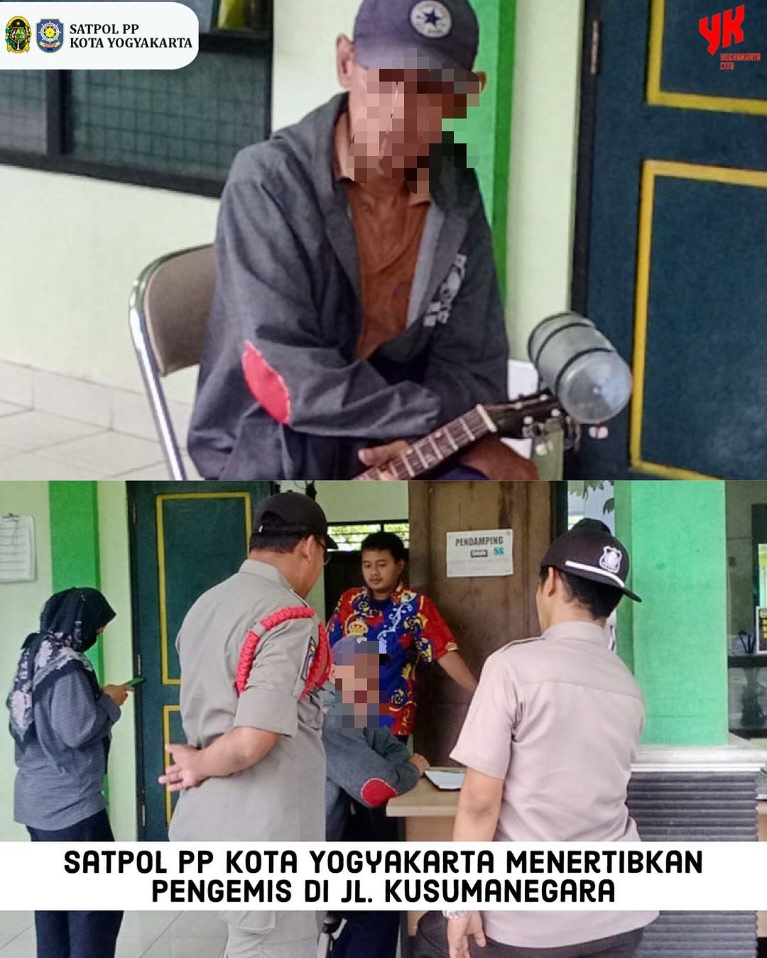 Satpol PP Yogyakarta Menertibkan Pengemis di Jl. Kusumanegara