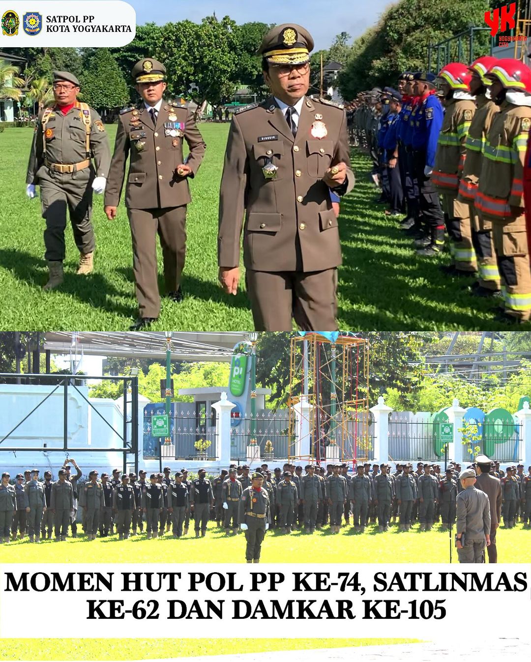 Upacara Hari Ulang Tahun Satpol PP ke-74, Satlinmas ke-62, dan Damkar ke-105 di Lapangan Balaikota Yogyakarta