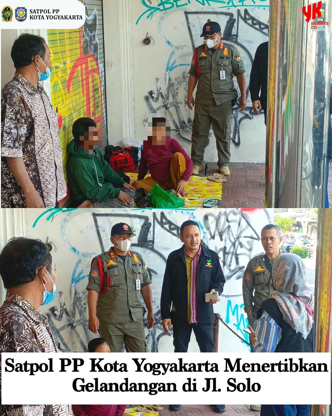 Satpol PP Kota Yogyakarta Tertibkan Gelandangan di Jl. Solo, Wanita Hamil 8 Bulan