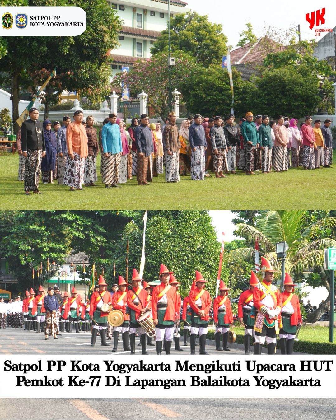 Satpol PP Kota Yogyakarta Ikuti Upacara Tradisi Kirab Pusaka HUT ke-77 Pemkot Yogyakarta