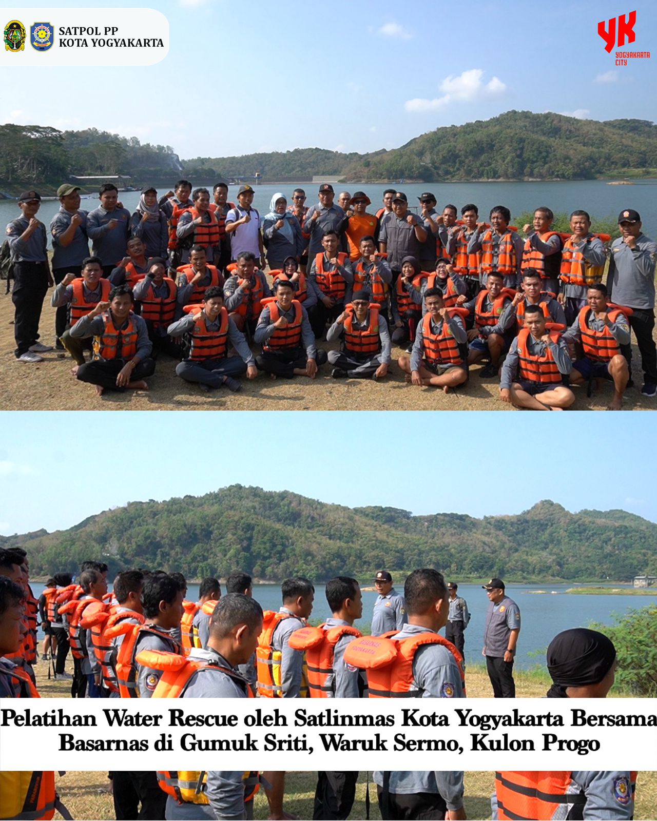 Pelatihan Water Rescue oleh Satlinmas Kota Yogyakarta di Waduk Sermo