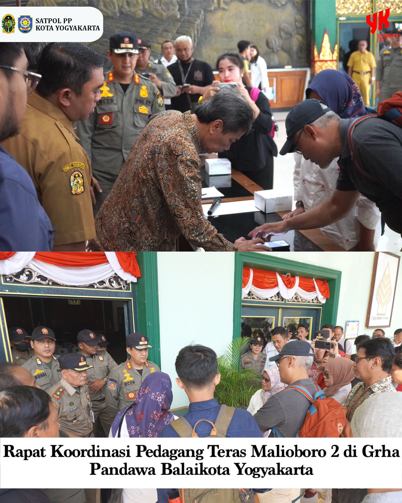 Rapat “Koordinasi Pedagang Teras Malioboro 2” di Grha Pandawa Balaikota Yogyakarta