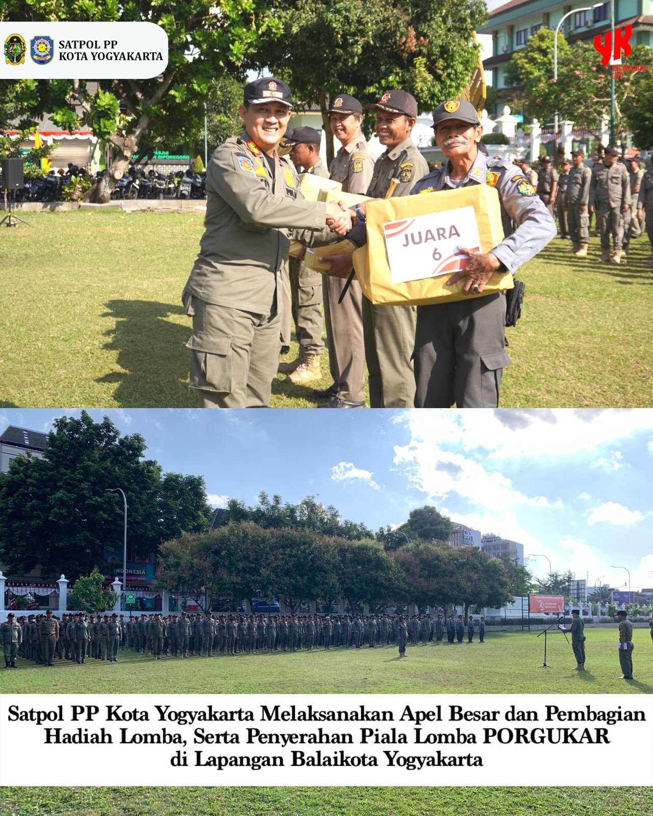 Satpol PP Kota Yogyakarta Melaksanakan Apel Besar di Lapangan Balaikota Yogyakarta