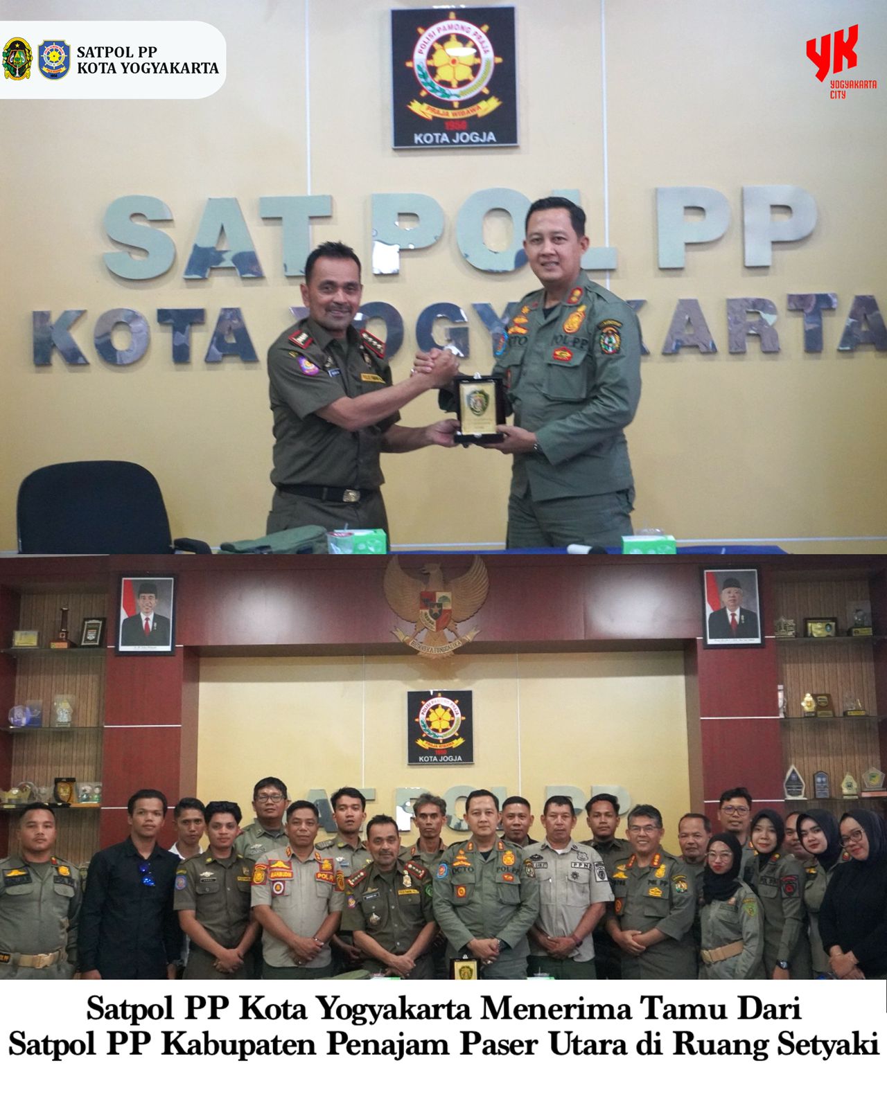 Satpol PP Kota Yogyakarta menerima kunjungan kerja resmi dari Satpol PP Kabupaten Penajam Paser Utara